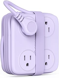 5 Ft Coiled Extension Cord with 8 Outlet & 3 USB Ports | ORICO Power Strip with Flat Plug, 11 in 1 Charging Station for 
