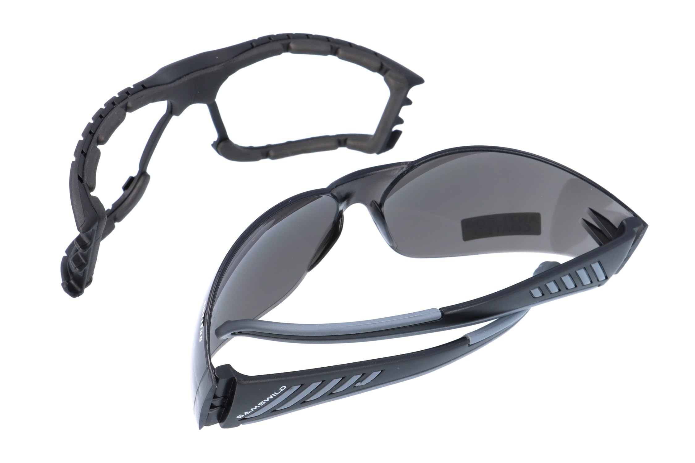 Gamswild WS7122 okulary przeciwsłoneczne sportowe + dodatkowy klips chroniący przed wiatrem ANTIFOG okulary narciarskie okulary rowerowe unisex | brązowe | pomarańczowe | żółte | szare | przezroczyste