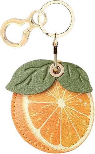 Funda de cuero para llavero compatible con AirTag, bonita cubierta de AirTag con llavero, funda de rastreador GPS para llaves