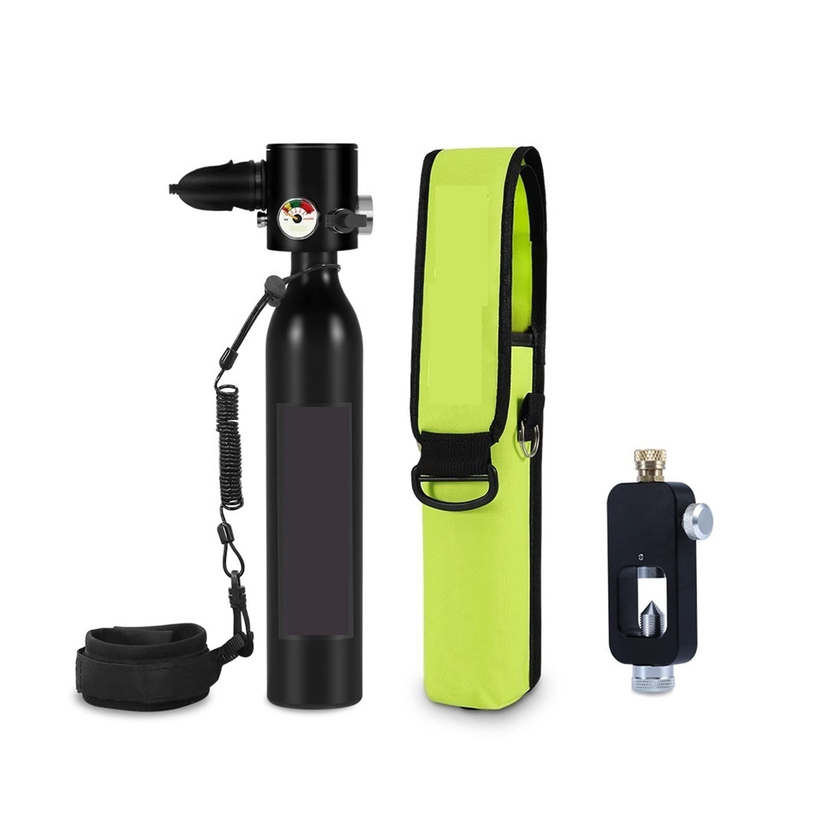 Portable Dive Cylinder, Fire Emergency Rescue Portable Escape Use Diving Respirator Snorkeling Mini Oxygen Cylinder Set(Nero)