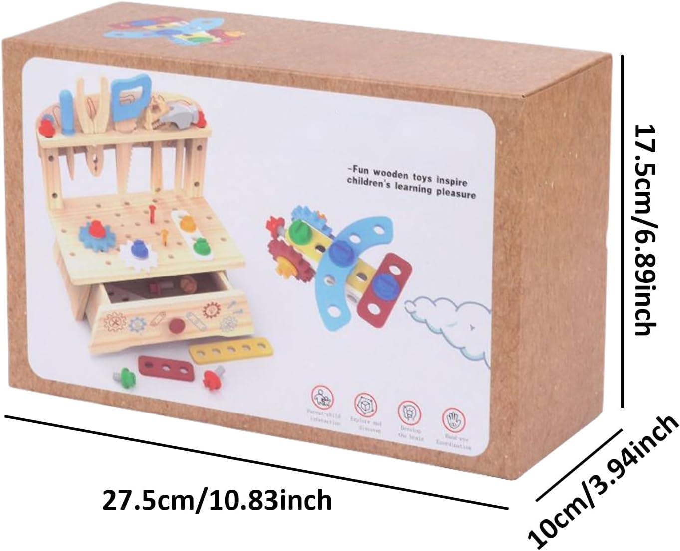 Tools Set for Toddlers,Wooden Workbench Construction Toys - Realistic Building Games for Preschool Children Indoor Outdoor Classroom and Play Room