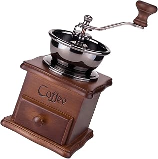 Vintage Style Hand Grinder Coffee Bean Portable Wooden Mill Tool Stainless Steel Roller for Grain Spices Kitchen Household