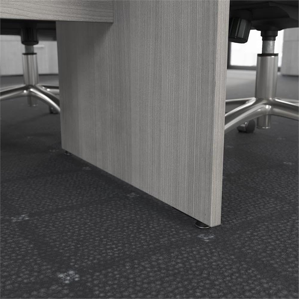 Pemberly Row Boat Shaped Conference Table, 96W x 42D, Platinum Gray Finish, Engineered Wood, Durable Base, Wire Management Grommets, Office Boardroom Table for 6-8 Users