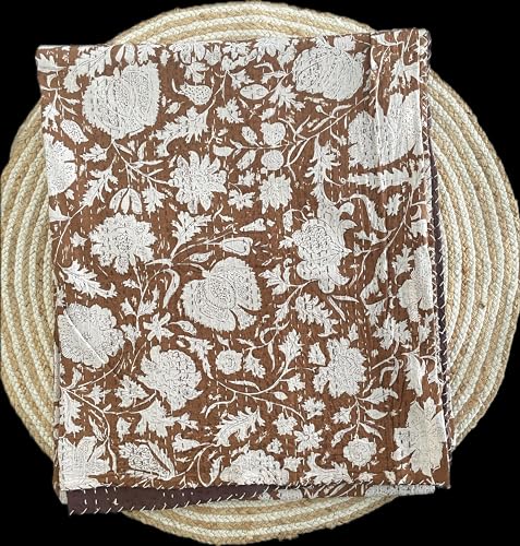 Sambhav Quilt Hub FLORAL KANTHA 1 Hippie Floral Handblock Handmade Cotton Block Kantha Quilting Vintage Throw Blanket Hippie Queen/King Size Bohemian Bed Decor Quilt  thumb #2