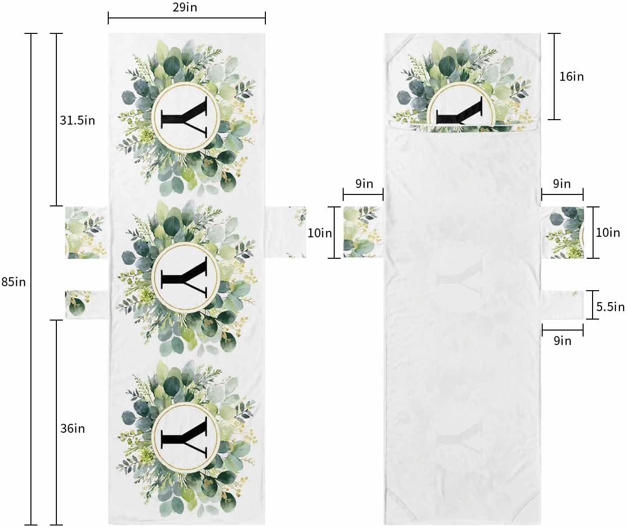 Chic Letter Y Beach Pool Patio Lounge Chaise Chair Cover Towel With Pockets,Absorbent & Quick Dry Microfiber Towel Cover Bag Summer Accessories for Sunbathing Eucalyptus Herb Aesthetic Floral Plant