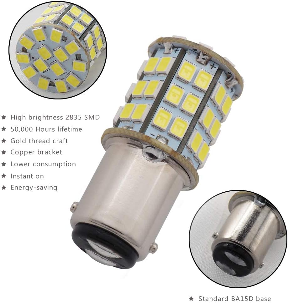 GRV Ba15d 1142 1076 LED Bulb 4W 56-2835SMD Super Bright AC/DC12V-24V 40W Halogen Replacement for RV Trailer Camper Motorhome Interior Lights Cool White Pack of 10