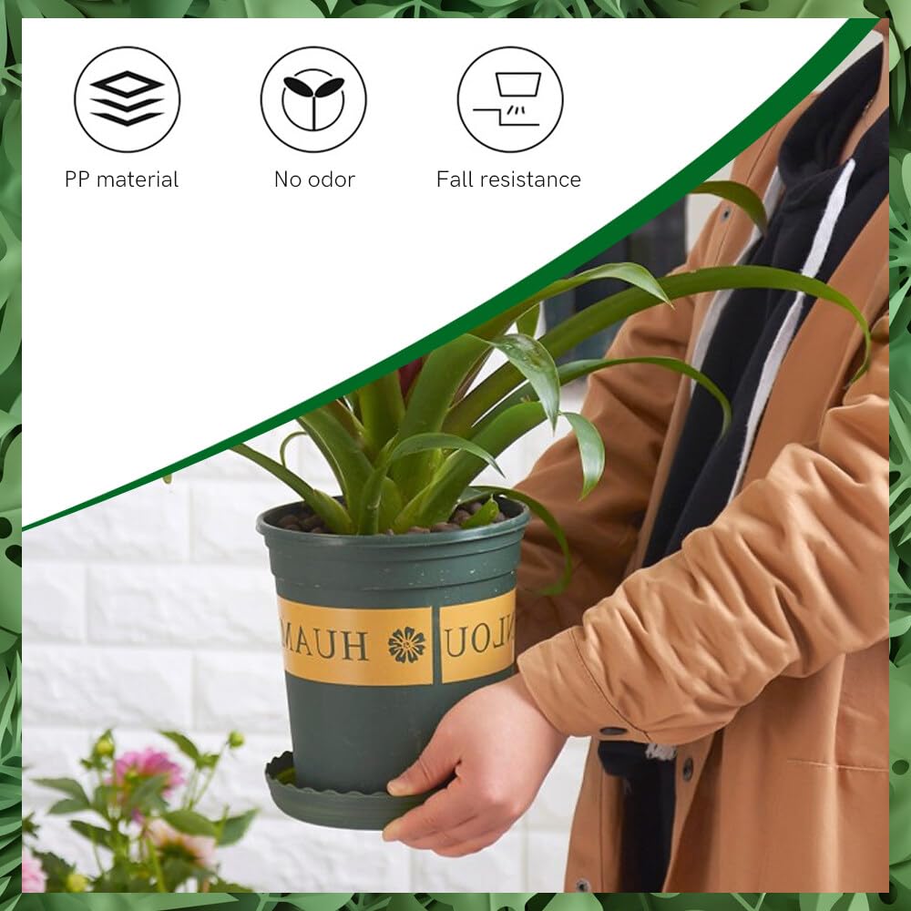 FEMONGY Plant saucers, Set of 15 Green Plant Tray, Plant Pot Saucers and Plant Pot Trays in 3 Sizes (14cm, 16cm, and 18cm) - Image 4
