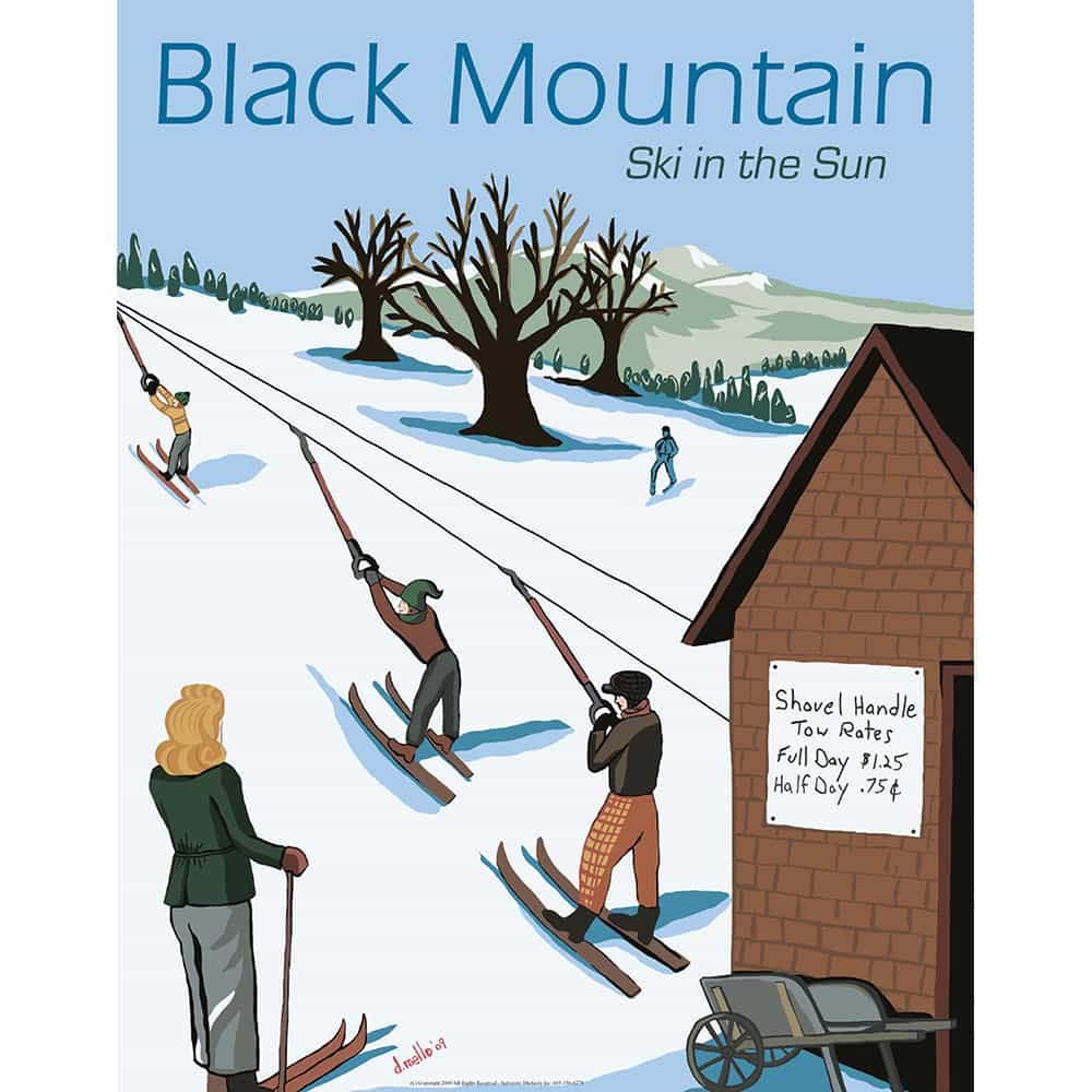 Black Mountain Ski Area Vintage New Hampshire Art Deco Ski Poster, 22 x 28 inches
