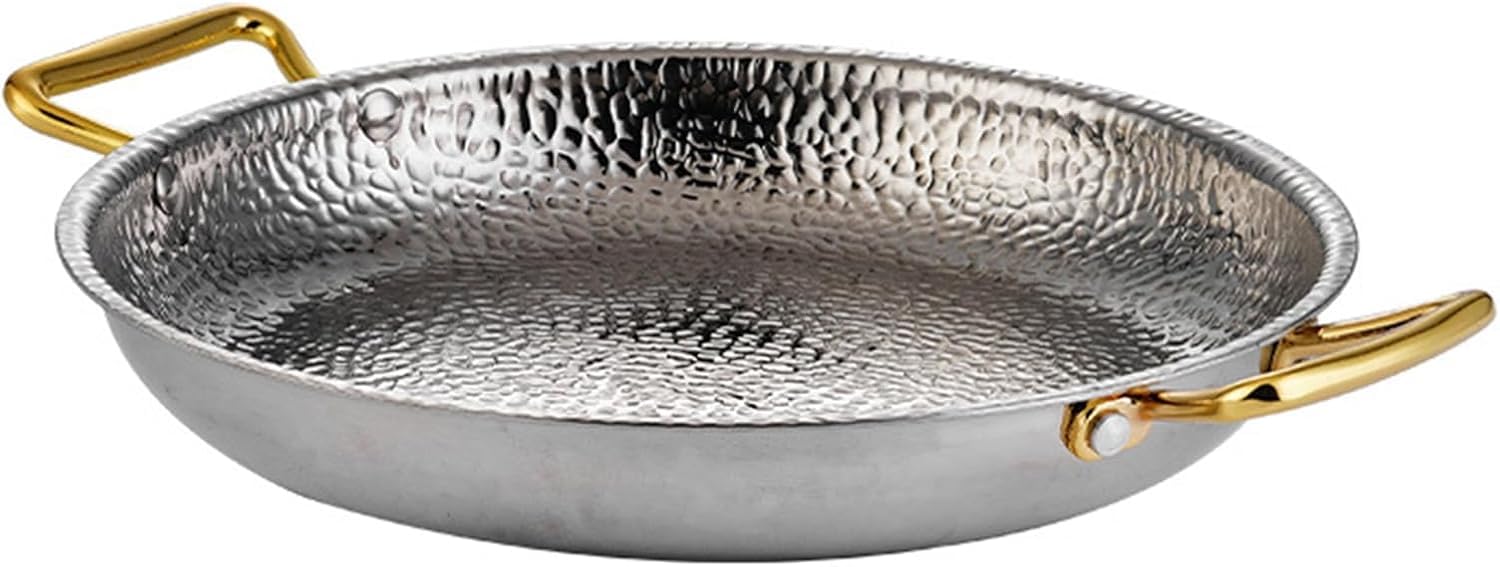 Paellera Española De Acero Inoxidable 304, Sartén De Mariscos Antiadherente De 4 Tamaños con Mangos Remachados para Hogares O Restaurantes, 30cm