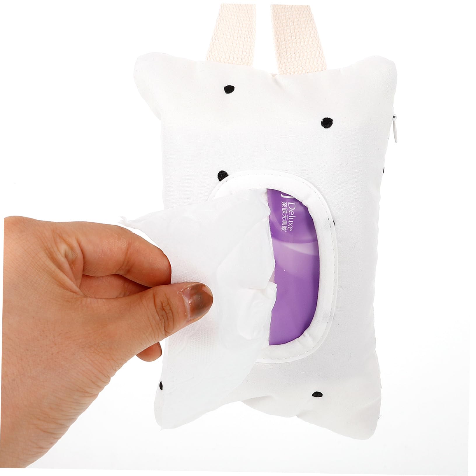 Toyvian 5pièces Housse De Rangement pour Lingettes Humides Pochette Suspendue pour Voiture Distributeur Pratique De Serviettes Papier Accessoire De Poussette Élégant à Pois
