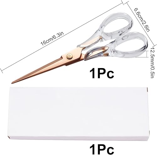 Miniatura 2 de SUNNYCLUE Tijeras de mango acrílico de 6.3 pulgadas, tijeras de acero inoxidable, tijeras de papel, tijeras de borde redondo, tijeras de acero