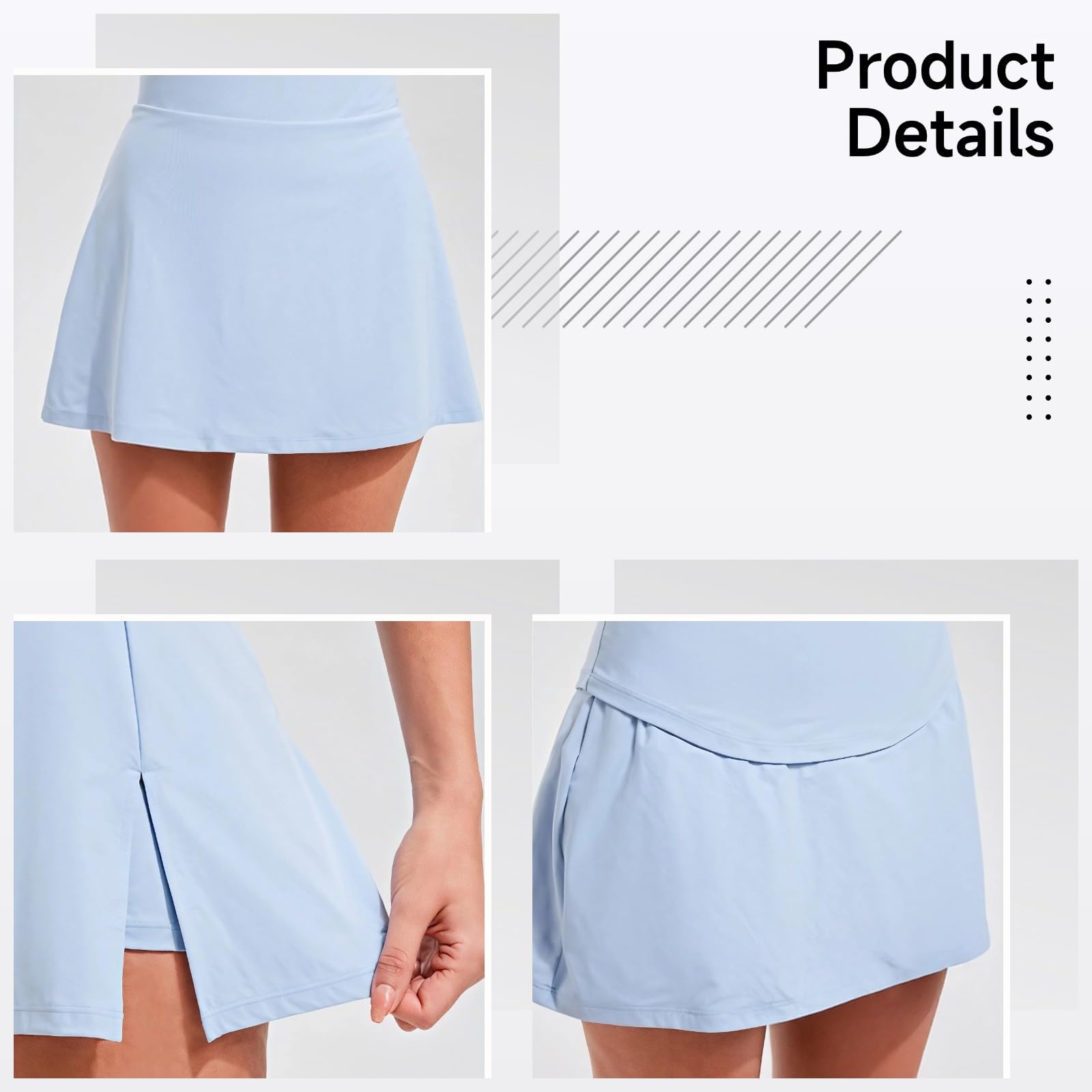Set gonna da tennis da donna con pantaloncini interni, abbigliamento sportivo ad asciugatura rapida, abiti sportivi in due pezzi, tessuto elasticizzato, adatto a 150 cm - 170 cm e 170-79 kg, blu