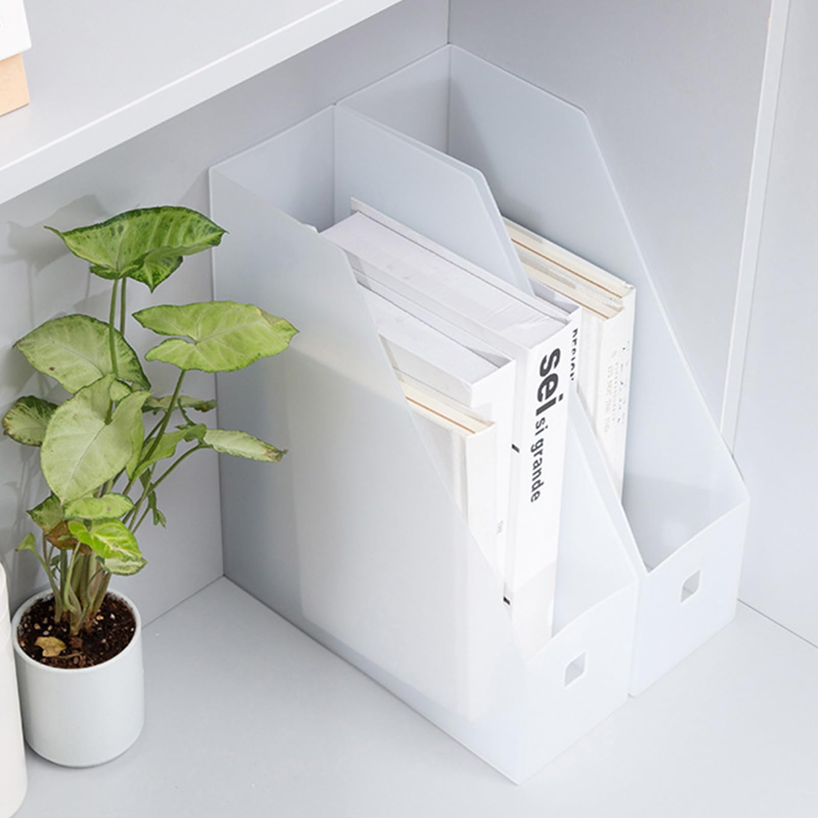 5 Pièces Porte Revues Rangement, Porte-Revues Plastiques, Range-Magazines en Plastique Blanc, Chemise Pliable, pour Bureau, L'archivage et Stockage