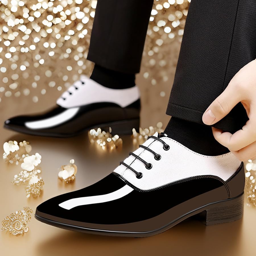 Men's Classic Formal Oxfords Fashion Patent Leather Alligator Printed Tuxedo Shoes Business Wedding Derby Lace-up Cap Toe Dress Shoes2