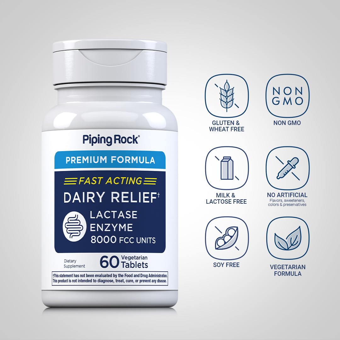 Piping Rock Fast Acting Lactase Enzyme | 8000 FCC | 60 Tablets — Amazon image 3