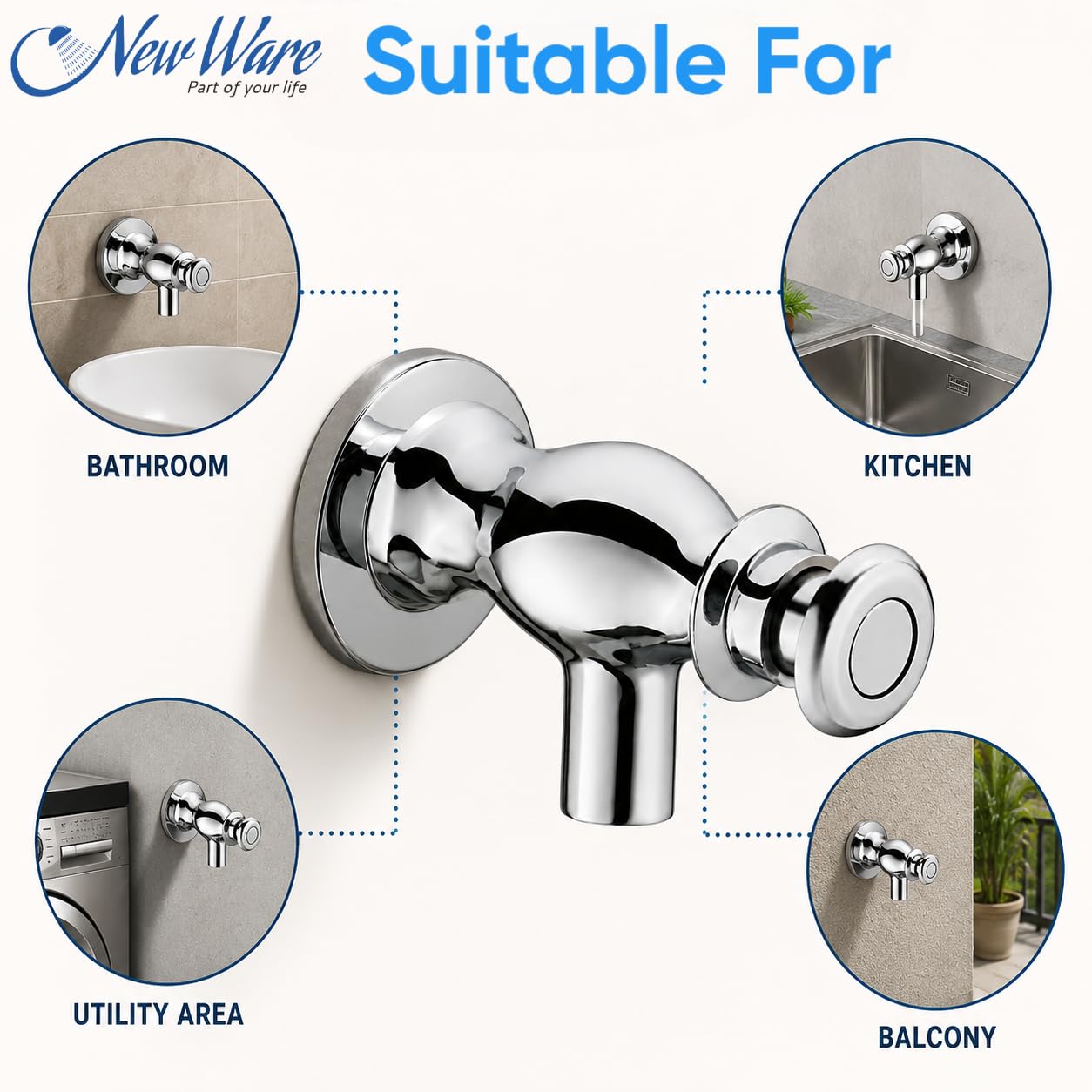 Brass Push Cock Urinal Valve - Chrome Finish -2