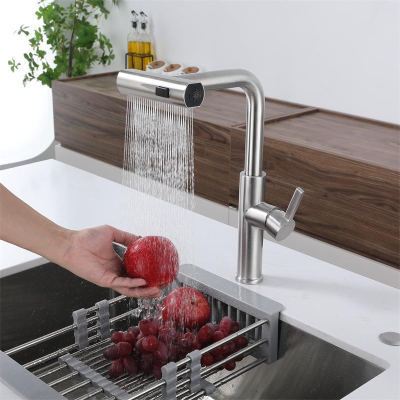 Robinet de cuisine gris anti-éclaboussures avec 3 modes de débit d'eau - 6