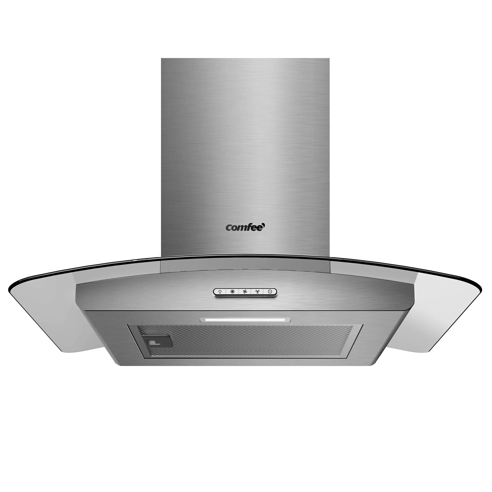 COMFEE' Canopy Cooker Hood 60cm GLAV17SS60 with LED Light & Glass
