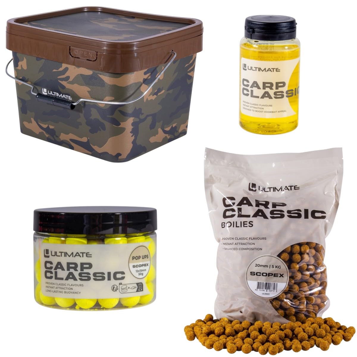Ultimate Bucket Deal Carp Classic Scopex (inkl. 5kg Boilies) - Karpfenset