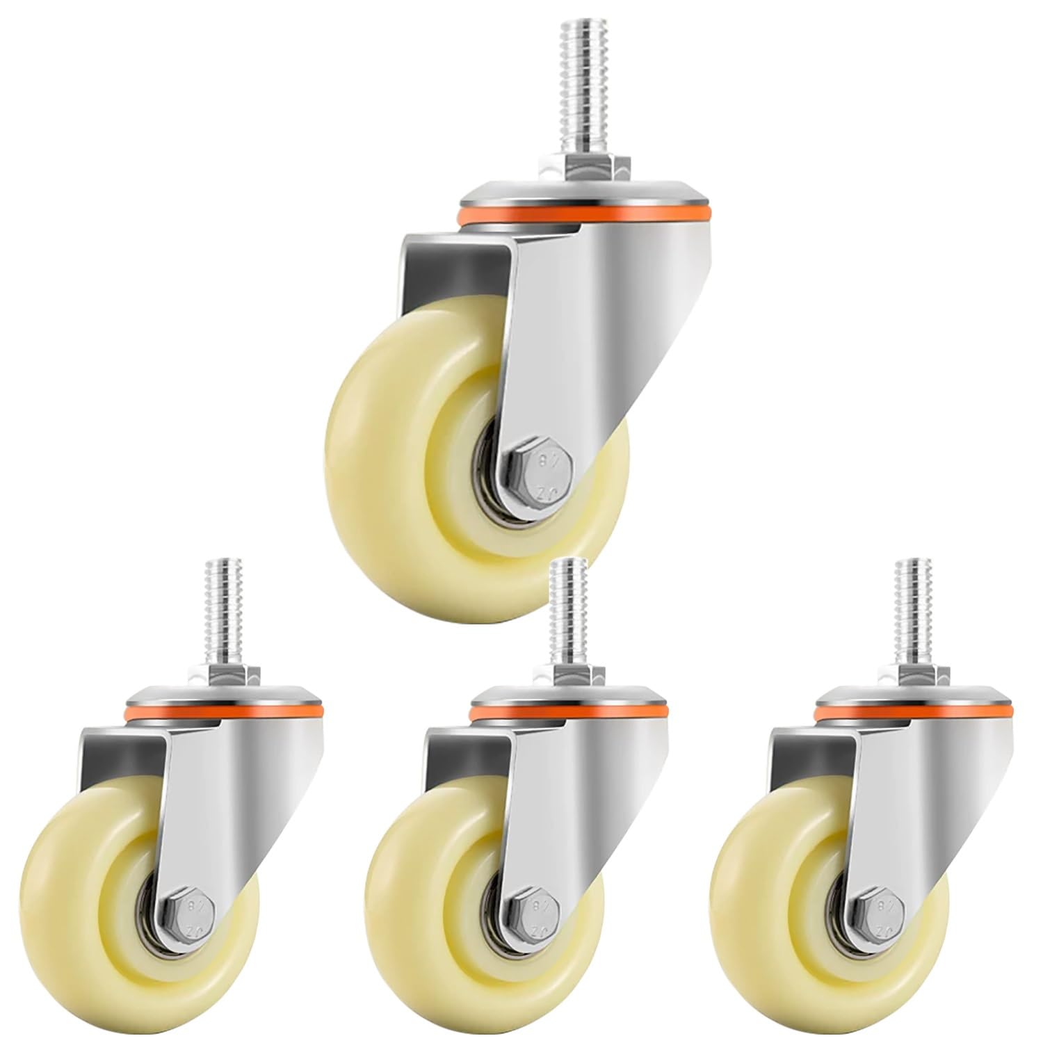 Roulettes pivotantes robustes avec frein 3 4 5 pouces tige filetée M16 x 30