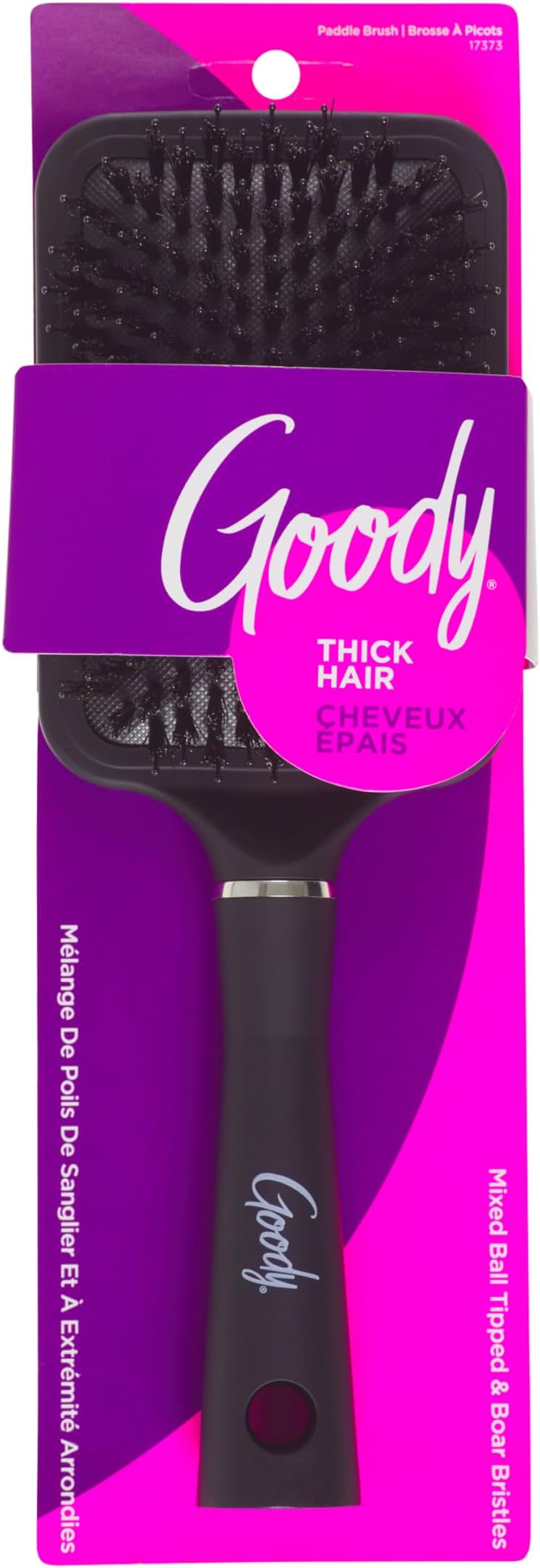 Goody Detangle It Paddle Brush, Black, Custom Style Detangler with Nylon & Boar Bristles, Use as a Detangling or Styling Brush to Tackle Tangles & Knots, For Thick Hair