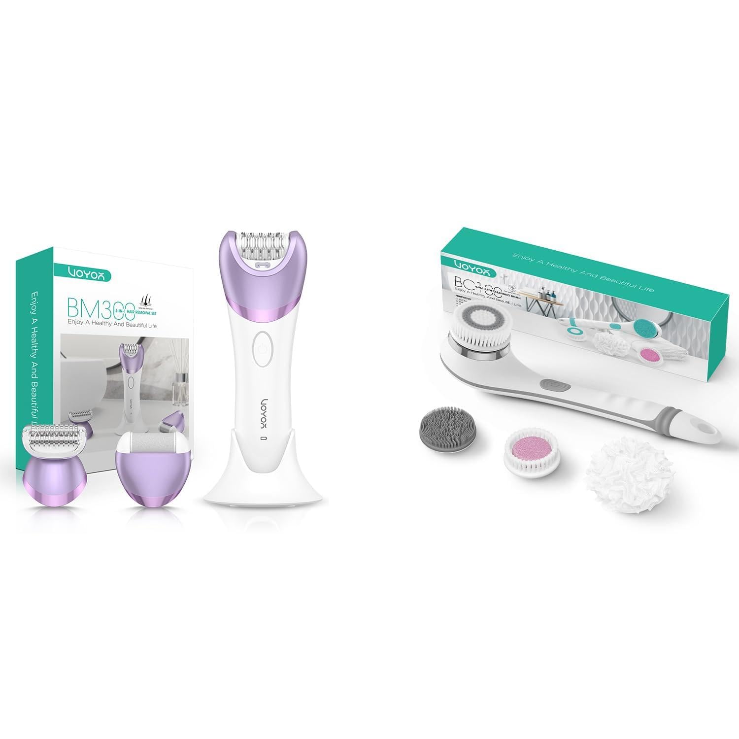 VOYOR Epilierer für Damen & elektrische Rücken- und Körperbürste, 2-in-1 Körperpflege-Set