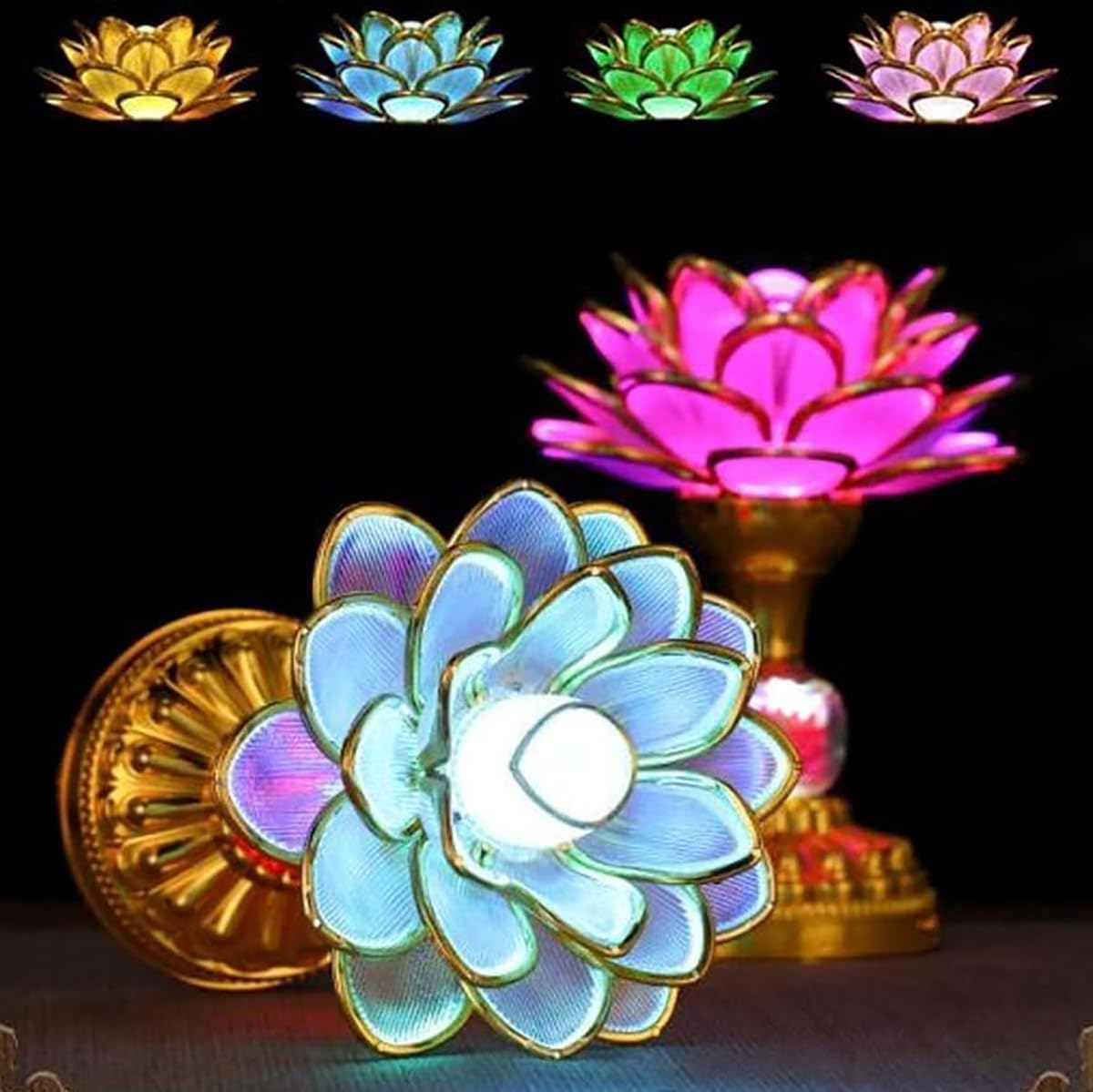 Amazon｜蓮の花 蓮華灯 蓮花 造花 光る蓮の花 仏花 ロータス 7色変化