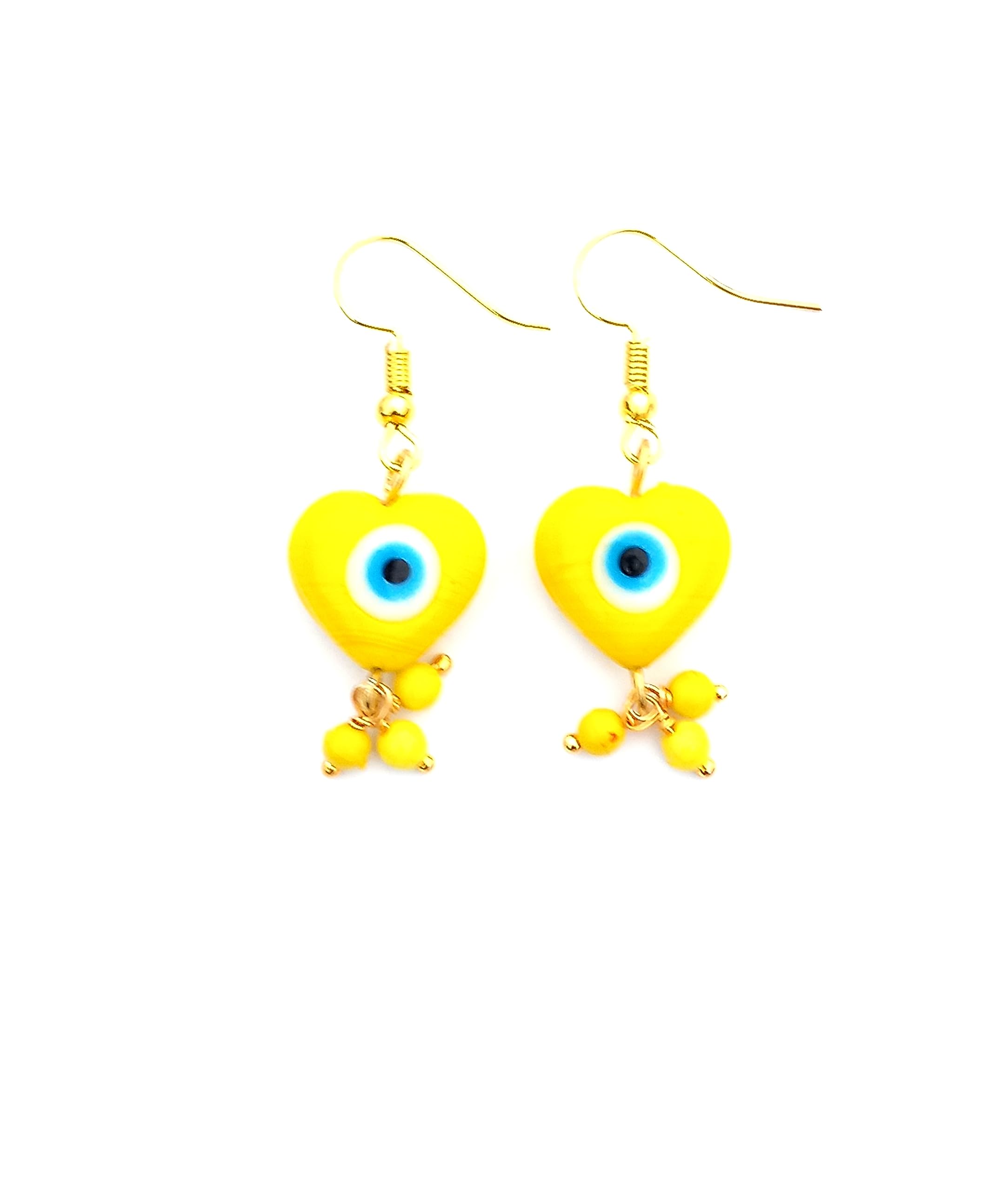 Evil Eye gem stone Earrings For Women & Girls Glass Yellow Evil Eye Hook Earrings Antique Fancy Drop and Dangler (Heart) (B0CF2R1D36) Amazon Price History, Amazon Price Tracker