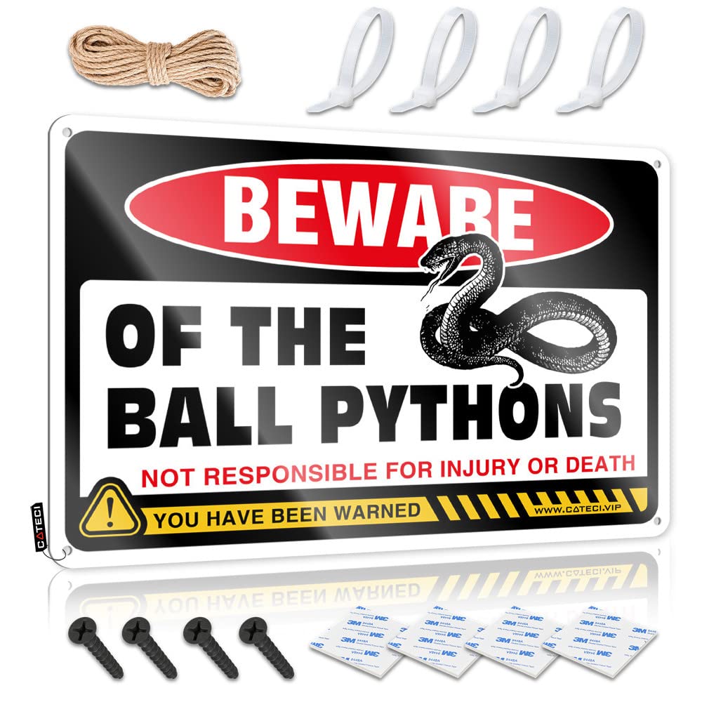 IBWNBBUSN Signs For Man Cave Beware Of Ball Pythons Tin Sign Small Sign Funny Signs For Home Bar(30X40CM)
