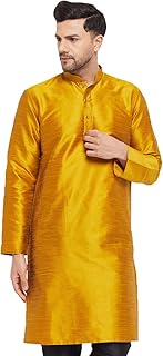 vm Men by Vastramay Men's Gold Silk Blend Kurta-picture-17