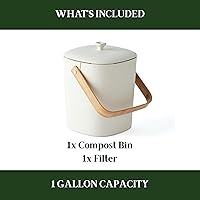 Vista 45 de Bamboozle Countertop Compost Bin Kitchen 1 Gallon Odorless Composting Bin with Filters Indoor Compost Bin with Lid Plant Based Kitchen