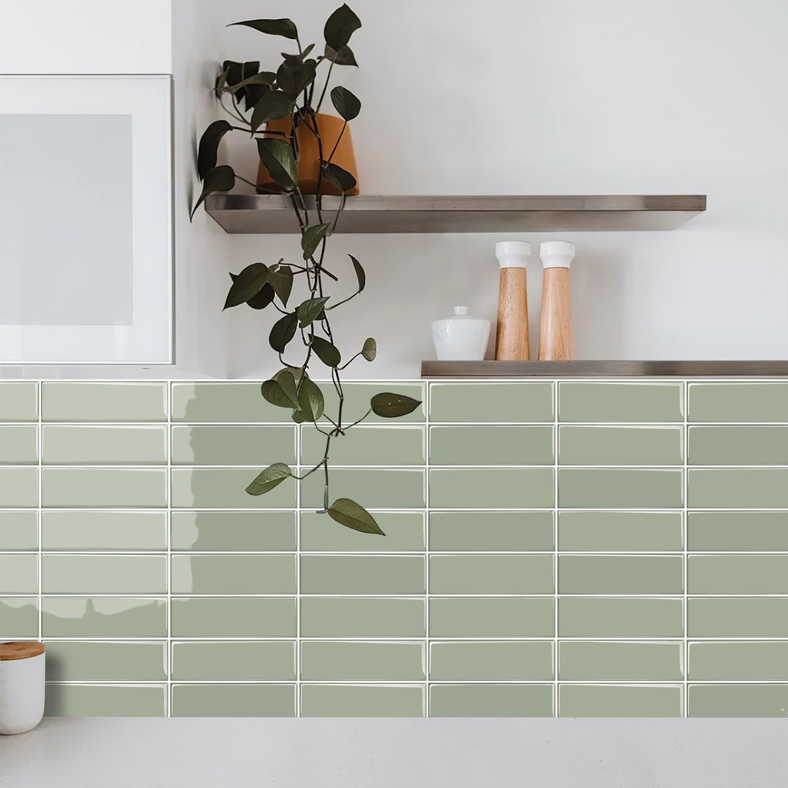 Sticker Mural 3D Effet Trompe-l'œil – Bâtiment Vert Et Nature – Déco Salon Ou Porche
