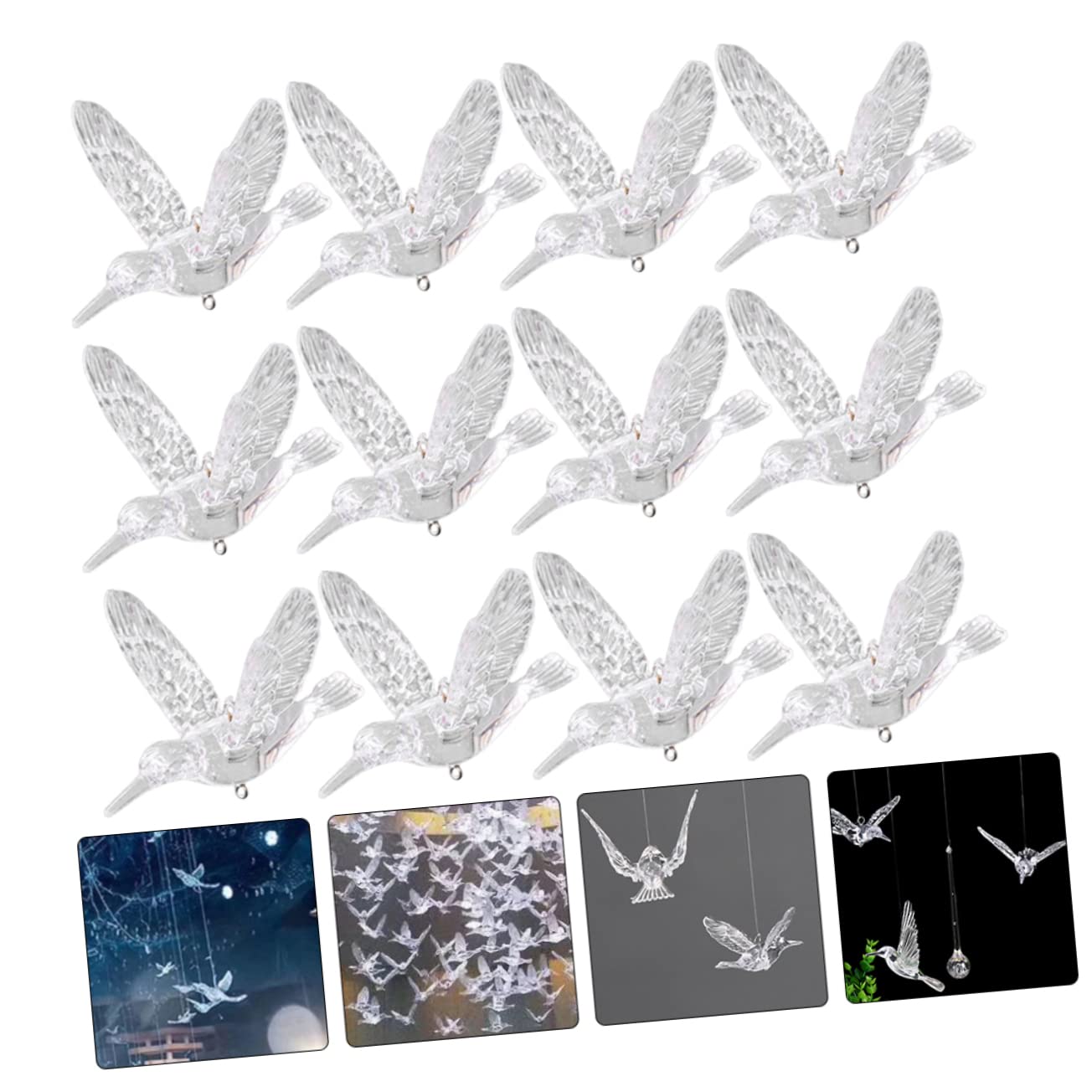 Ipetboom 20 Pezzi Decorazioni Uccelli Trasparenti Appesi per Decorazione Matrimonio e Feste e Giardino Facili da e Resistenti