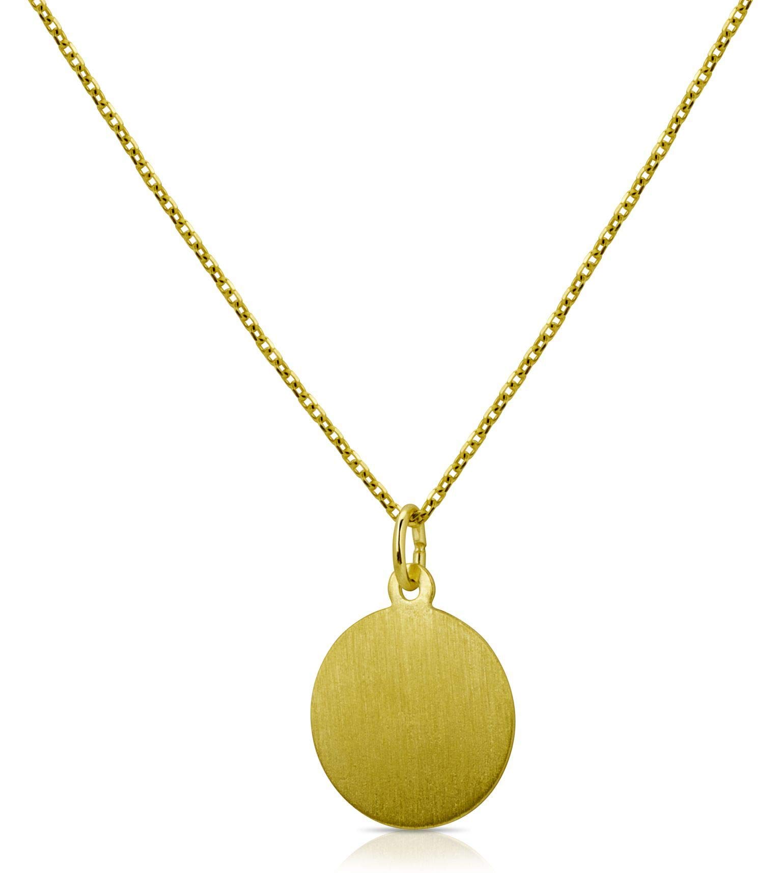 unbekannt Gravurplatte Gelbgold 333 Gold 8k rund 14 mm Anhänger inklusive Gravur Kettenanhänger Ketten Goldschmuck