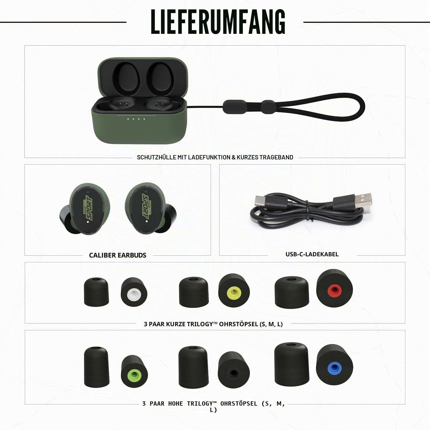ISOtunes Caliber Gehörschutz Schießsport Bluetooth Ohrhörer EN352 | EN352-Schießsport-Ohrhörer: 32 dB SNR, Bluetooth, 13 Stunden Akku, wasser- und staubdicht
