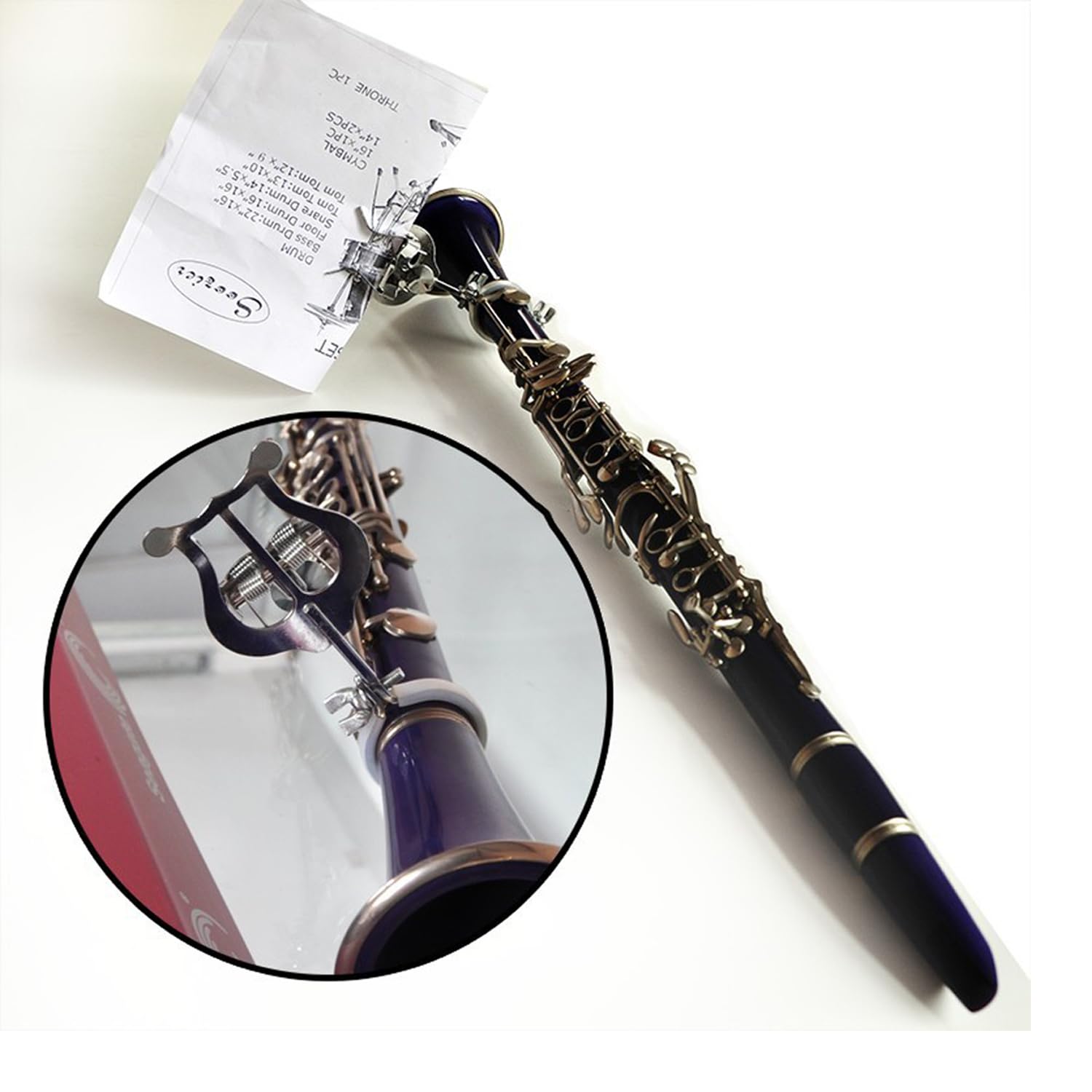 Clarinet Lyre Holder for Marching Band- 6.02Inch Sheet Music Clip Stand- Adjustable Music Book Clip for Beginners Professionals - Durable Lightweight