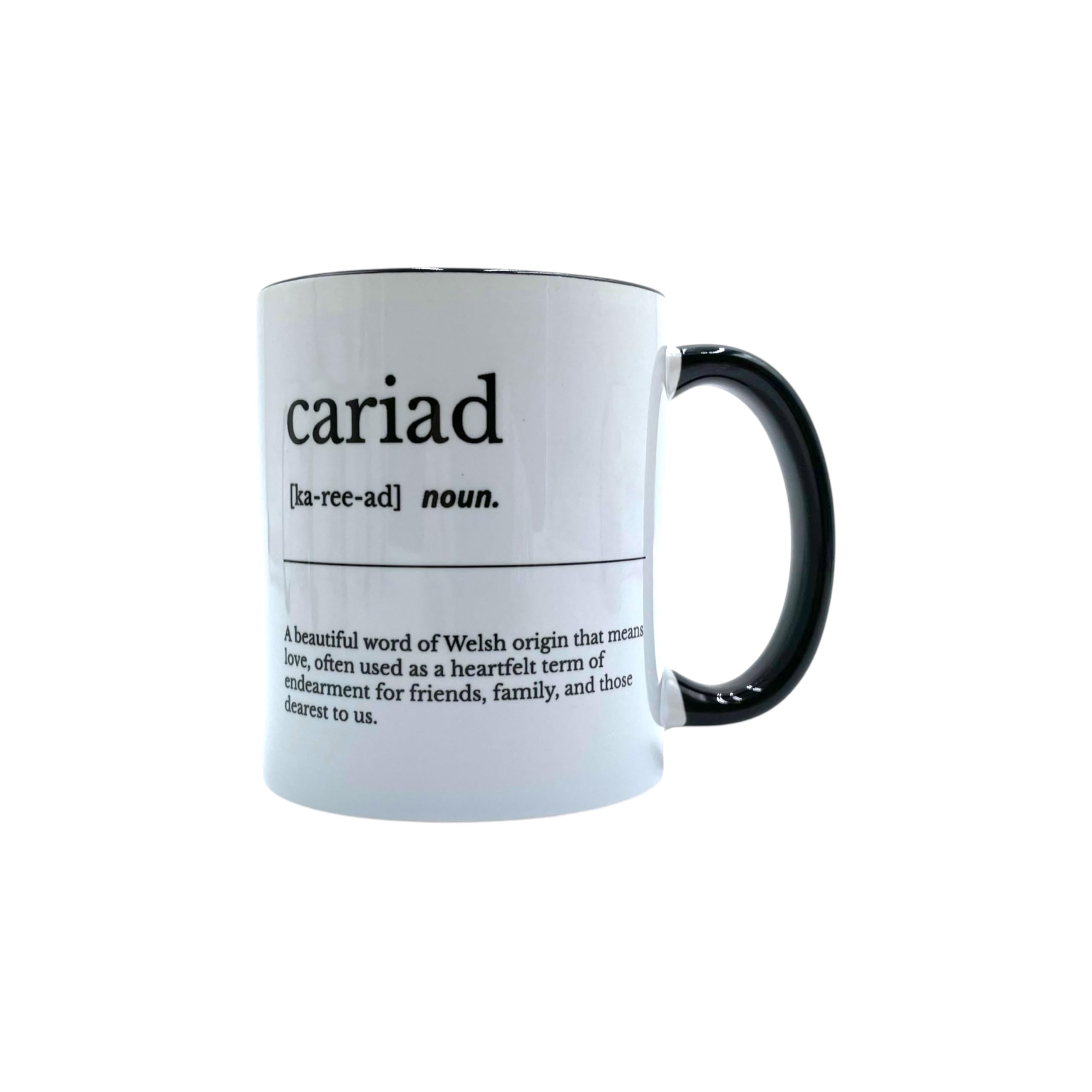 Cariad Mug – Welsh Noun Meaning Love & Sweetheart, Coffee & Tea Cup, Romantic Gift for Loved Ones