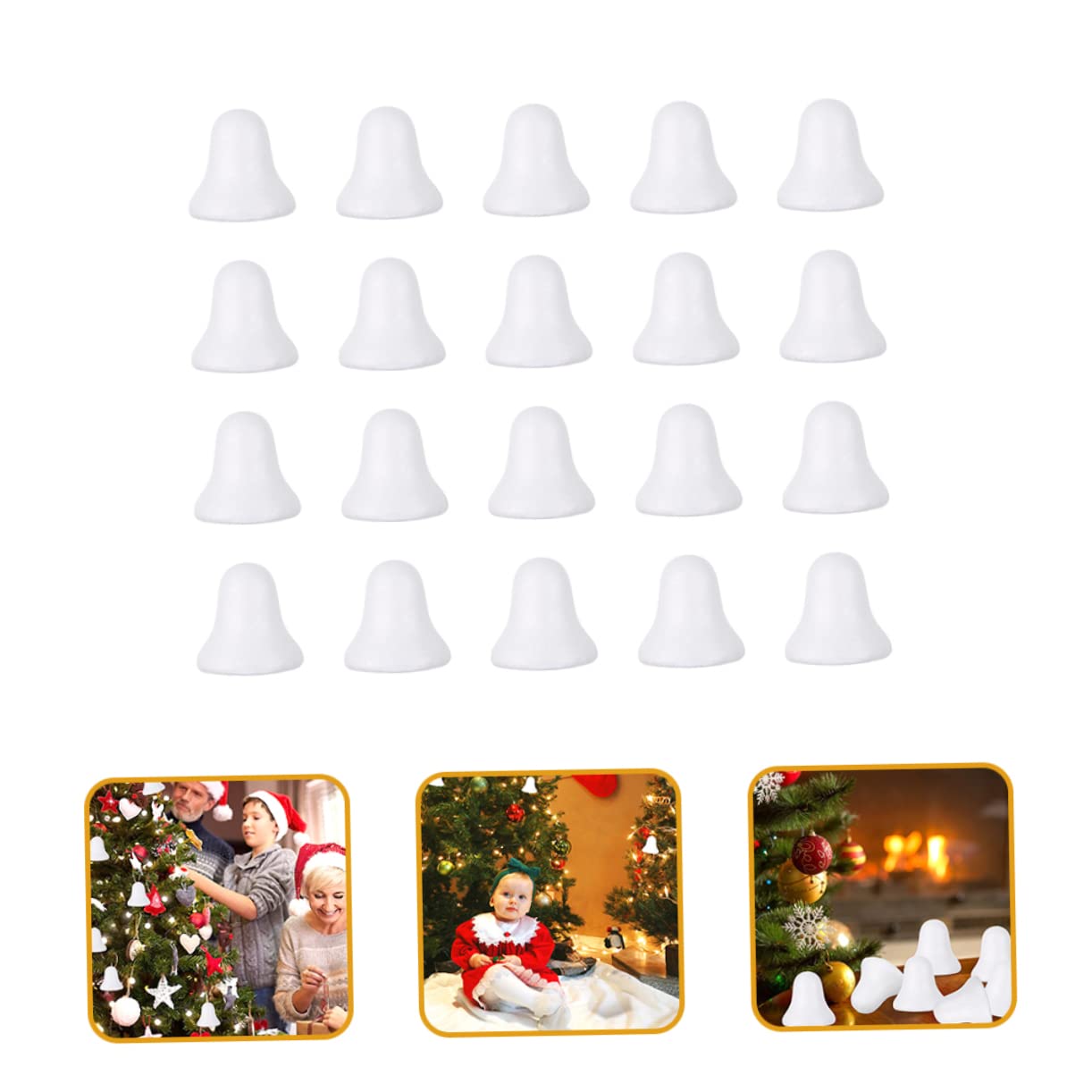 Angoily 20pcs Jingle Bell Decorations for Christmas Tree Crafts Bell Shape Molds for Creative Holiday Projects and Materials for Adults