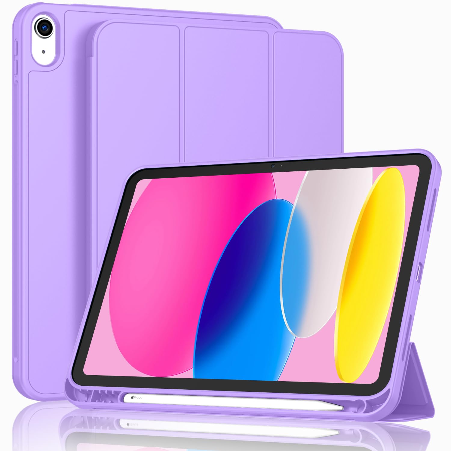 ToaPoia Case for iPad (A16) 11 Inch 2025/iPad 10th Generation 10.9 Inch 2022, Slim Trifold Stand Protective Cover with Pencil Holder and Soft TPU Back,Support Auto Sleep/Wake (Violet)
