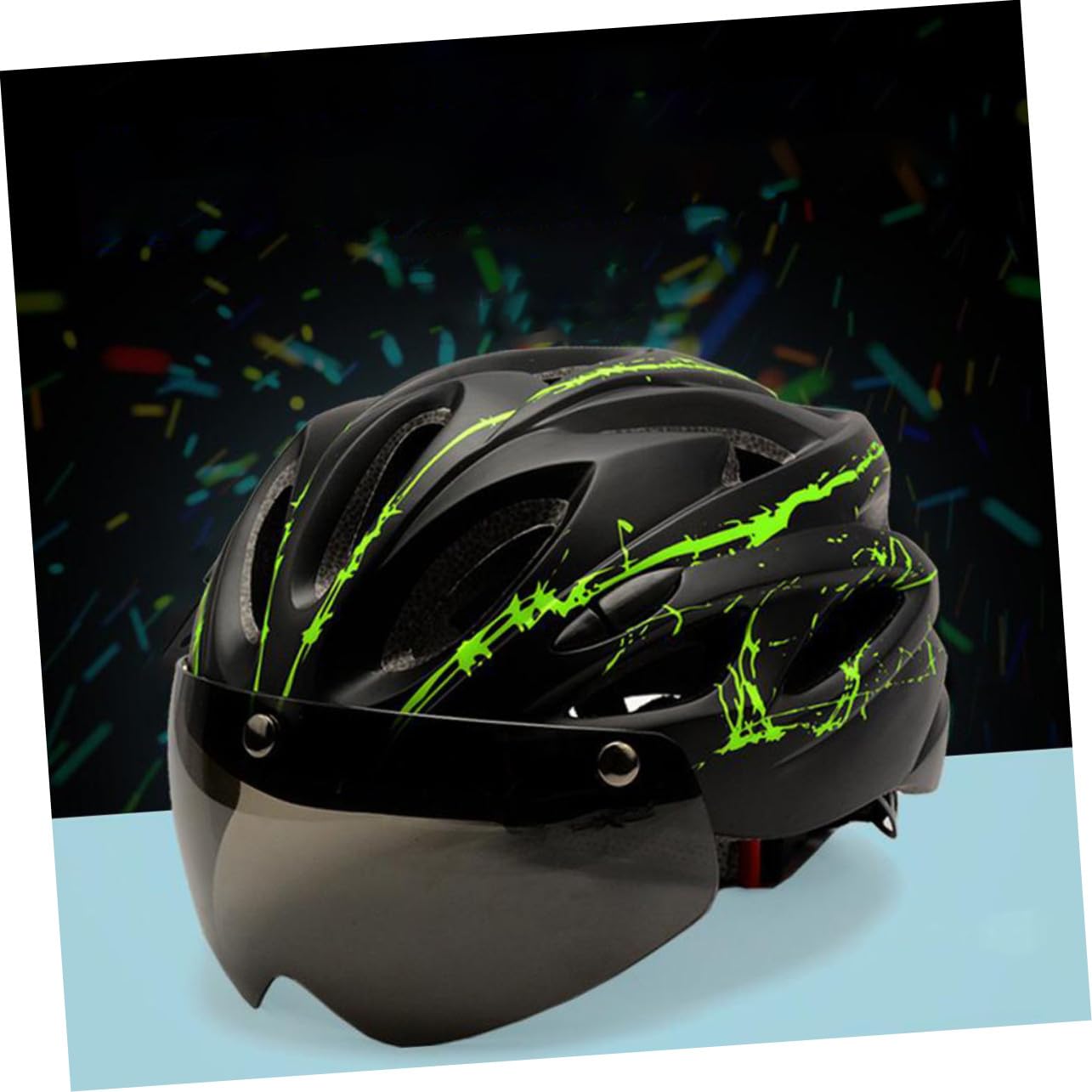 Casco da Bici con Occhiali Magnetici, Nero, Leggero e Traspirante | Pc, Design Protettivo, per Running e Riding, Stile Moderno per Uomo e Donna