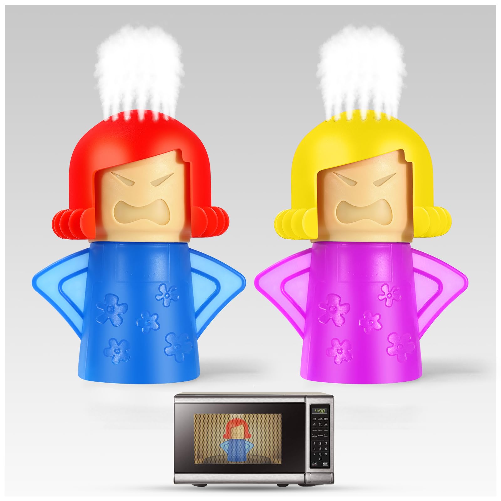 Angry Mama Microwave Oven Steam Cleaner, 2 Pack Microwave Cleaner for Kitchens, The Fun and Easy Way to Cleaning work with Amazing Results