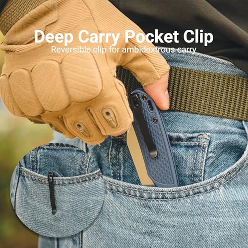 Image of CJRB Pyrite-Light Pocket Knife, 3.34'' AR-RPM9 Steel Stone Wash Blade, Blue