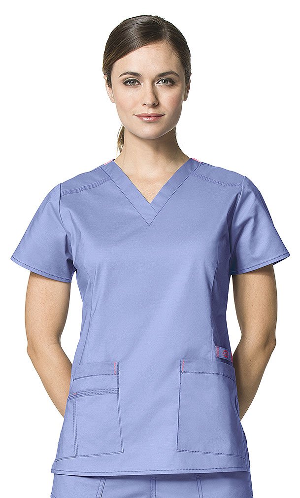 WonderWink Women's Wonderflex Verity Scrub Top, Ceil Blue, L
