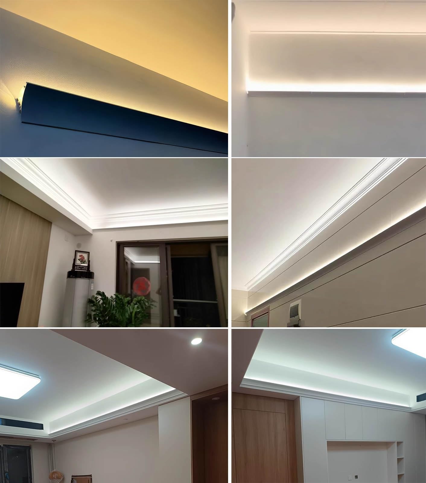 Profili per Strisce Led Modanatura a Corona Battiscopa Canale per Led, Illuminazione Indiretta Home/Theater Canale Led Profilo, Diffusore Modanatura Luce Led Sostituzione Linea Gesso(11m/36ft)