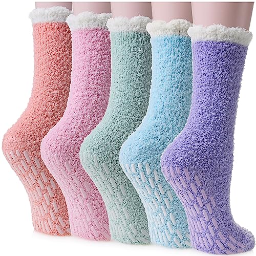 TRUEHAN Slipper Socks for Womens with Grips Hospital Socks Non Slip Socks with Grips for Women