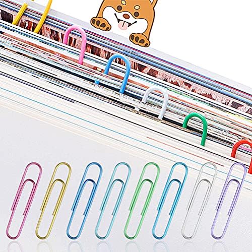 kuou 100 szt. kolorowe spinacze do papieru, 2 cale/50 mm plastikowe metalowe klipsy papierowe klipsy z pudełkiem do biura szkoły papeterii, duże klipsy papierowe (50 mm, różne kolor)