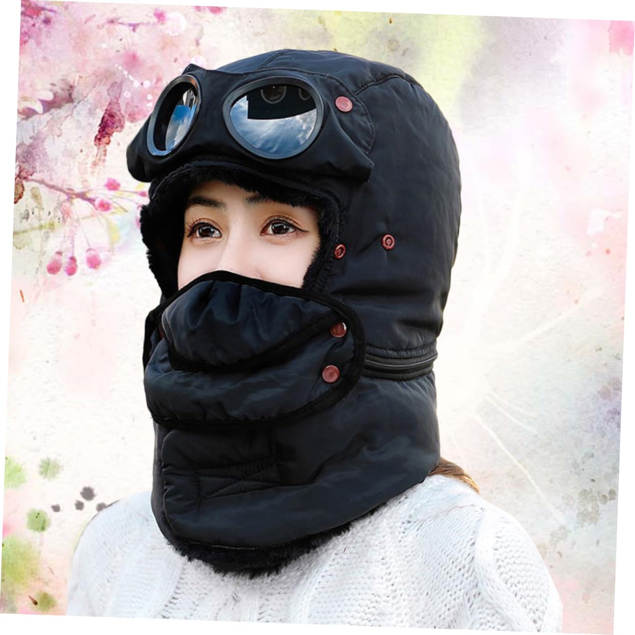 COLLBATH Thickened Ski Mask for Windproof Balaclava Cap Warm Cap for Outdoor Activities Skiing Cycling Black