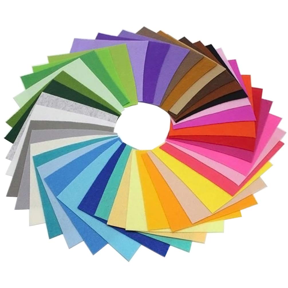 Heallily Assorted 40 Colors Felt Fabric Sheets Square Nonwoven Fabric Bundle For Patchwork Sewing Diy Craft 15 X 15Cm