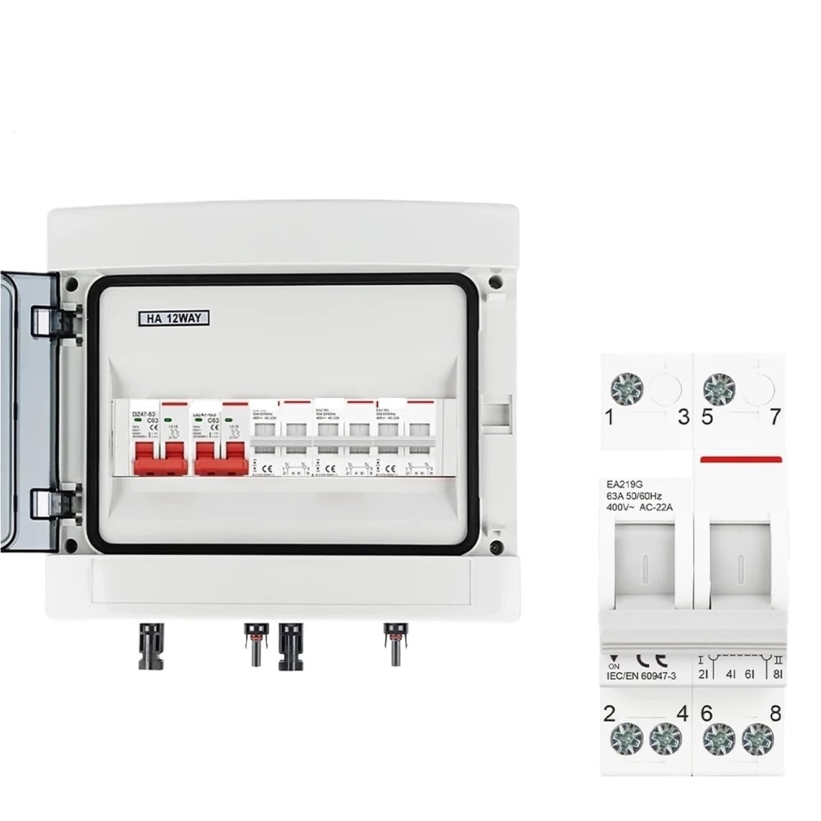 Inverseur de source MTS 4P 125A avec coupure pleinement apparente sur rail DIN - 4