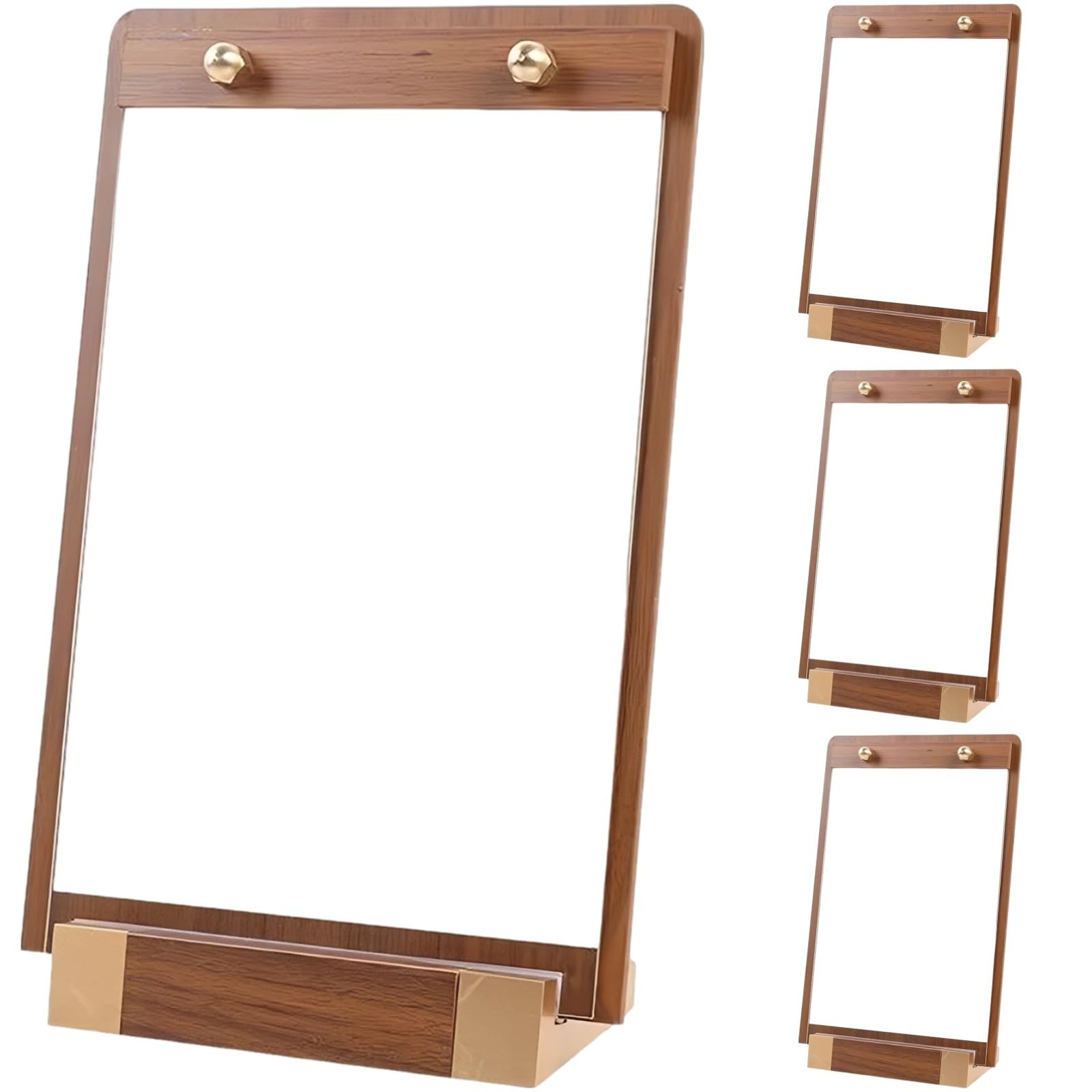 4 soportes de madera de nogal para carteles de mesa, 11.7 x 8.3 pulgadas, soportes de exhibición de menús de madera con bordes redondeados para publicidad, restaurante, boda